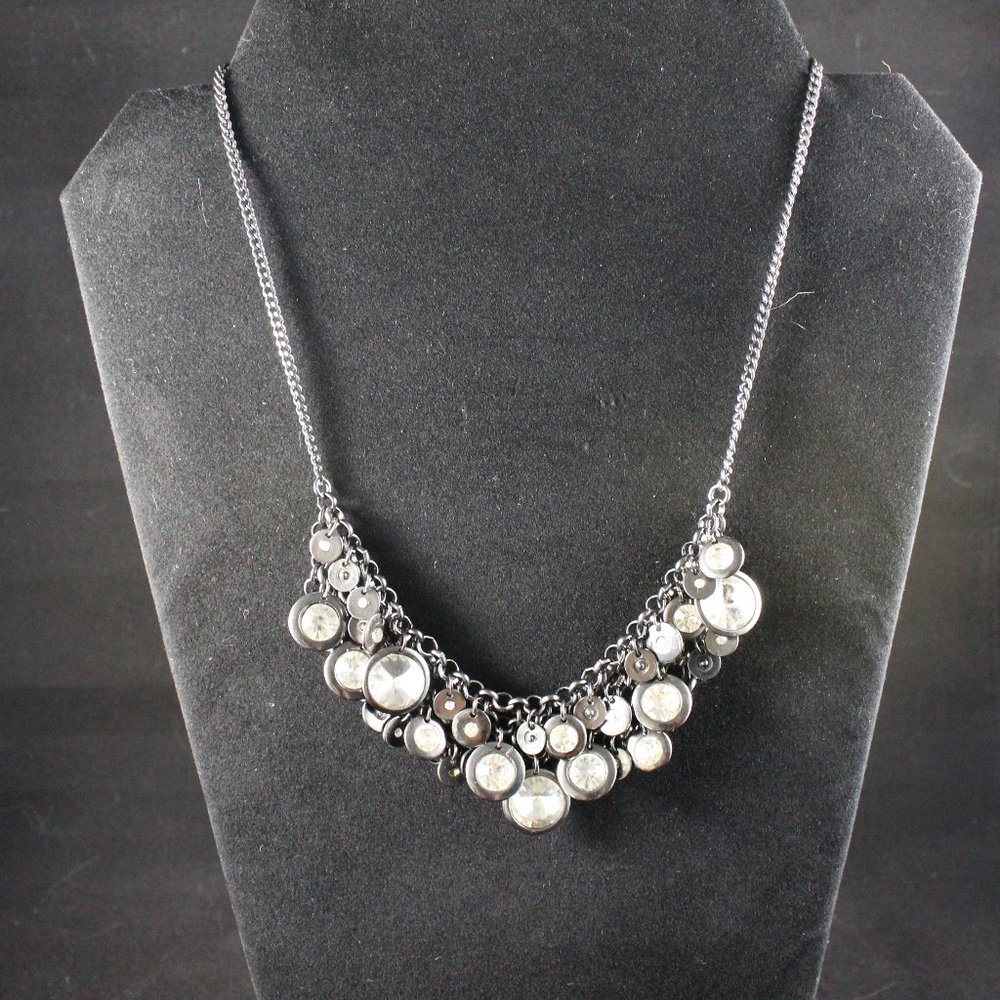 White crystal bib necklace